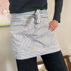 Striped Server Apron - ivory and blue